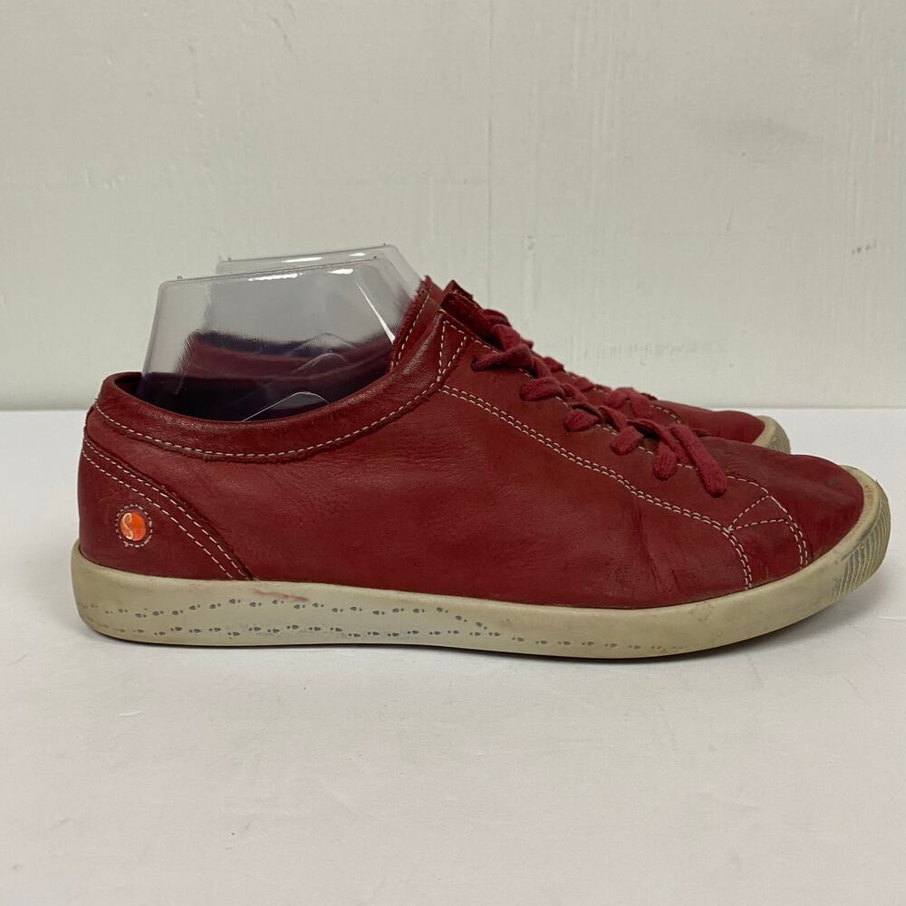 Softinos by Fly London Isla Womens Red Soft Leather Trainers Shoes EU 39 US 9